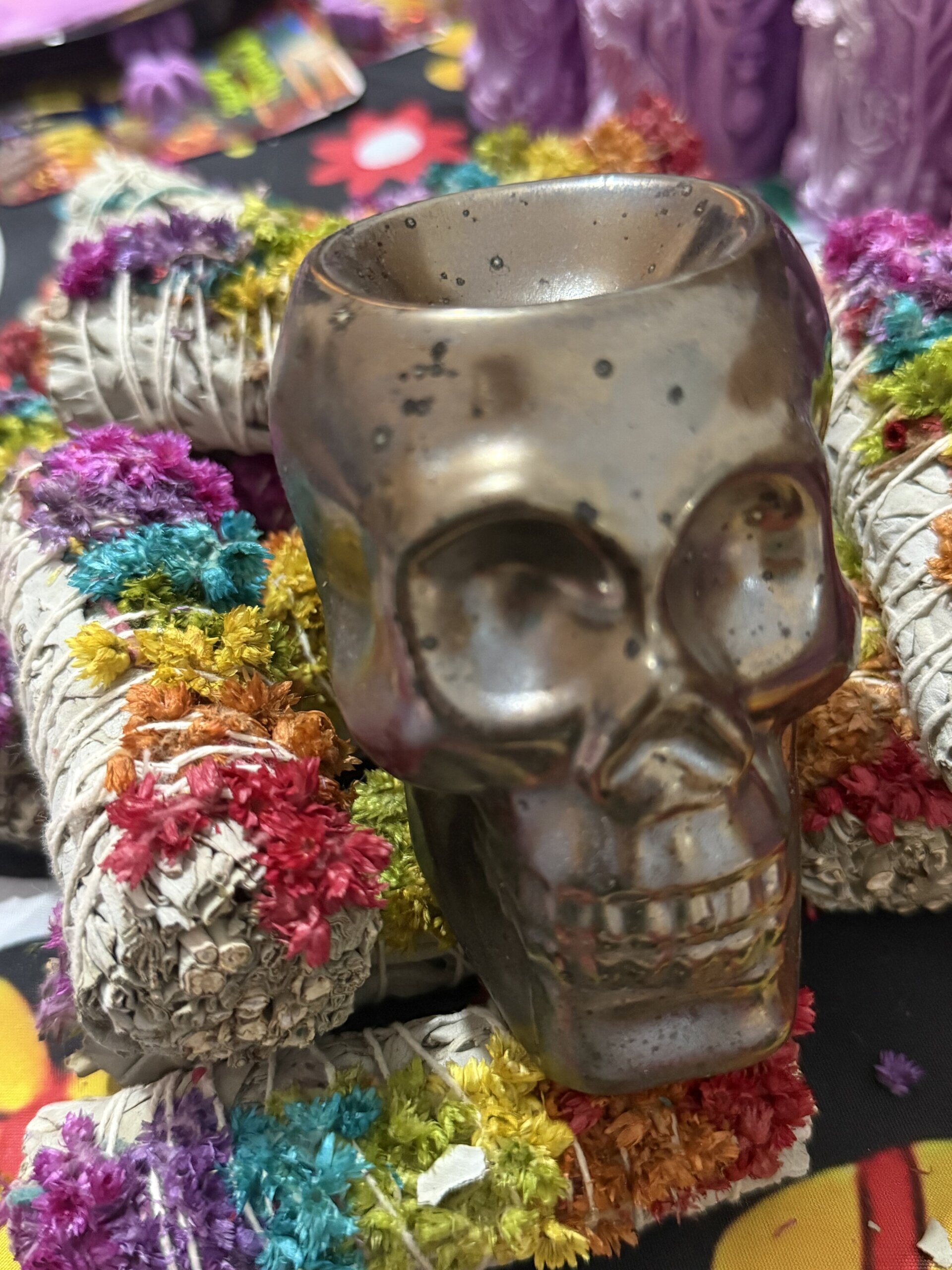 Quemador Calavera Pequeño Cromado envejecido - 1